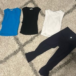 3 Zara tanks and lulu leggings